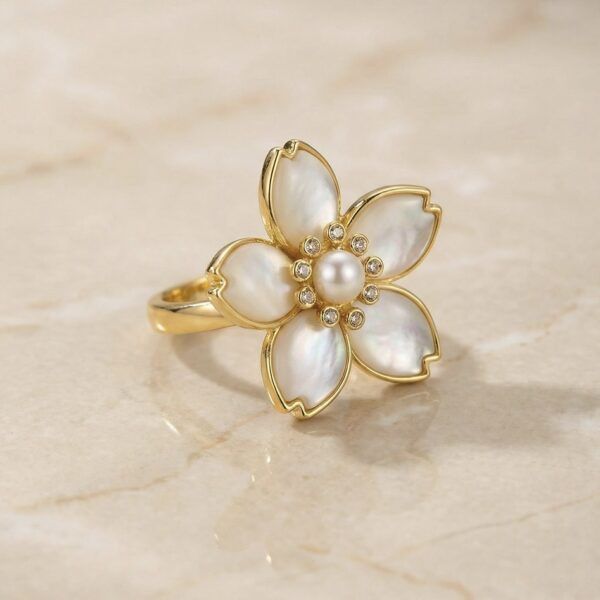 Anillo Flor perlada ZANC01-13