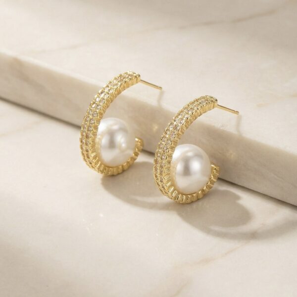 Aretes en Rodio Dorados con Blanco ZARC01-329