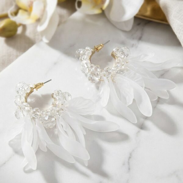 Aretes en Rodio y Resina Blanco con Dorado ZARC01-669