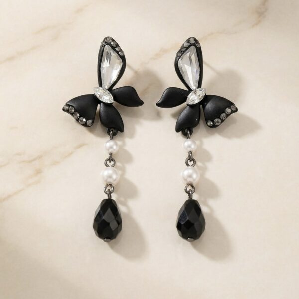 Aretes en Rodio y Resina Negros ZARC03-111