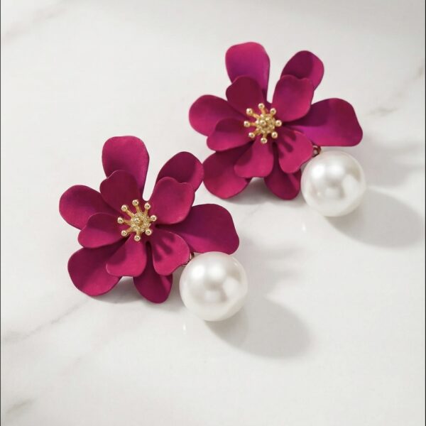 Aretes en Rodio Fucsias con Blanco ZARC03-118