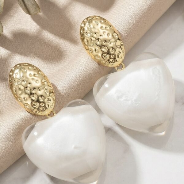 Aretes en Resina y Rodio Blancos con Dorado ZARC03-120.B