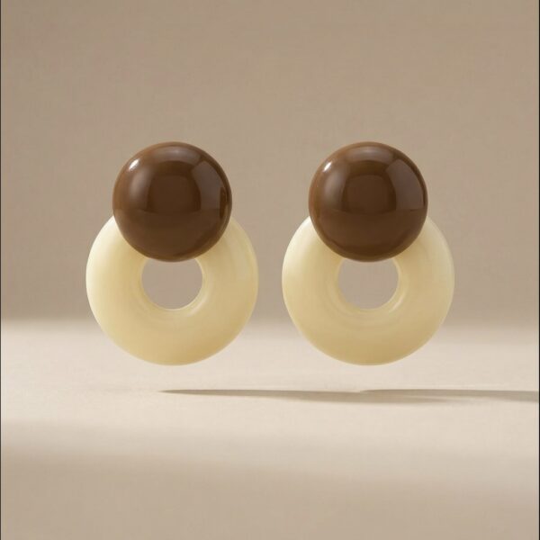 Aretes en Resina Beige con Café ZARC03-128.B