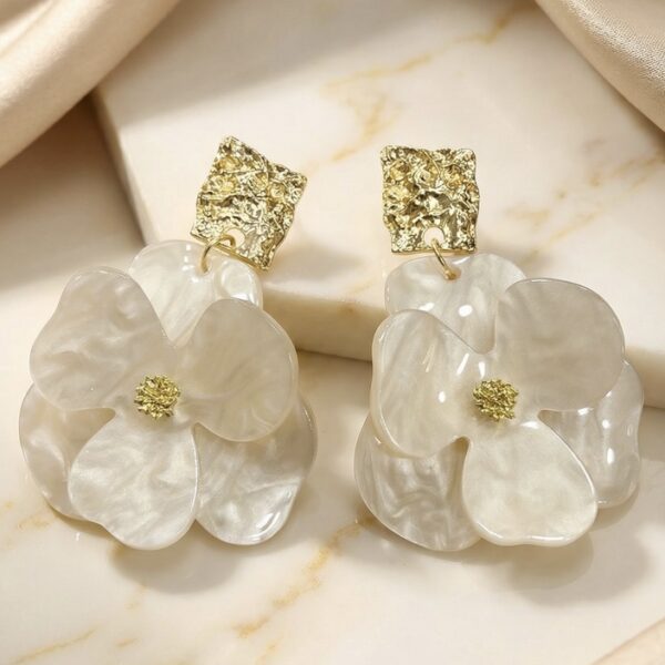 Aretes en Resina y Rodio Beige ZARC03-37.B