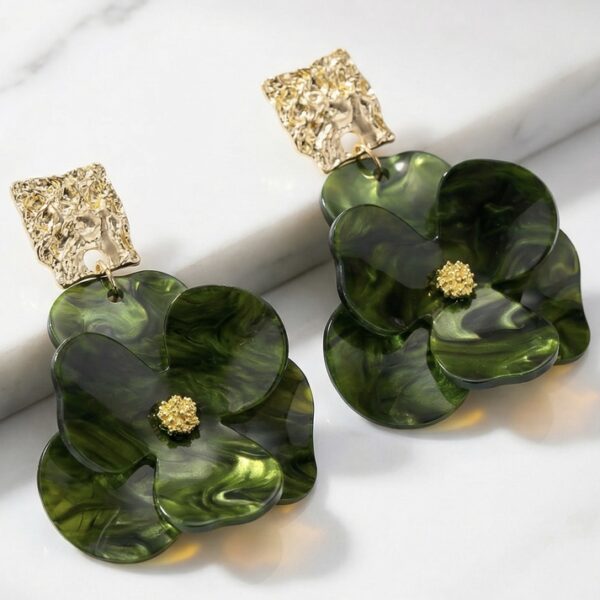 Aretes en Resina y Rodio Verdes ZARC03-37.V