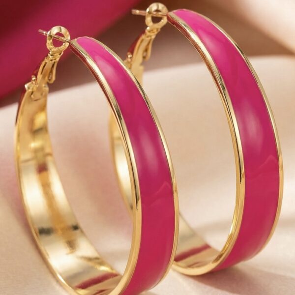 Aretes en Rodio Fucsia con Dorado ZARC03-84.F
