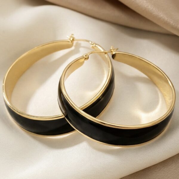 Aretes en Rodio Negros con Dorado ZARC03-84.N