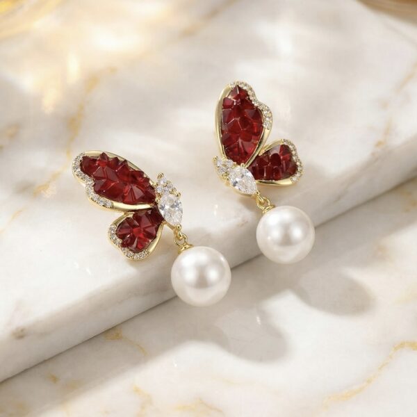 Aretes en Rodio Rojo con Dorado ZARC03-95