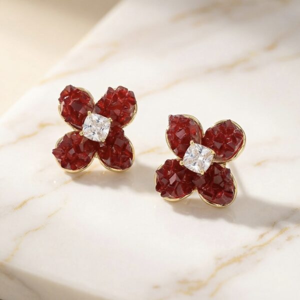 Aretes en Rodio Rojo con Dorado ZARC03-98