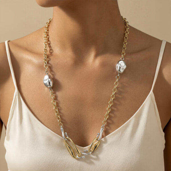 Collar Dorado con Plateado ZCOC01-134