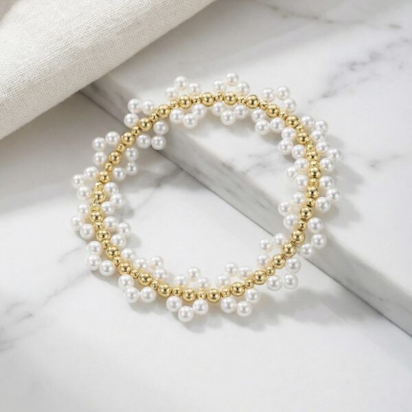 Pulsera Dorada con Blanco en Rodio ZPUC01-13