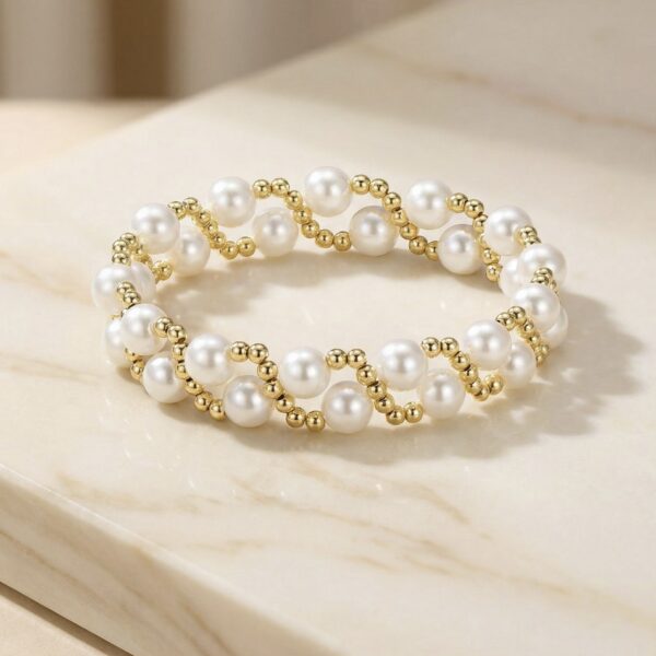 Pulsera Dorada con Blanco en Rodio ZPUC01-14