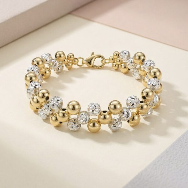 Pulsera Dorada con Plateado en Rodio ZPUC01-15