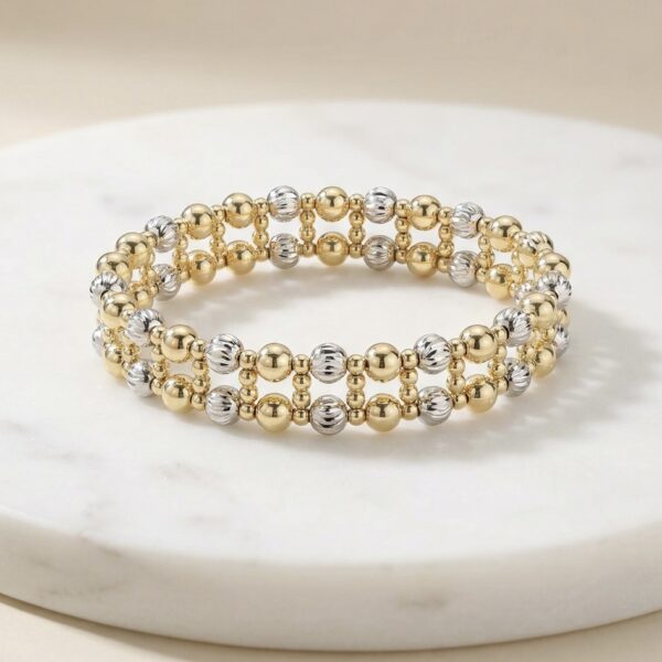 Pulsera Dorada con Plateado en Rodio ZPUC01-18