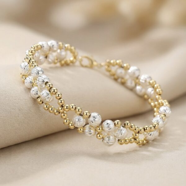 Pulsera Dorada con Plateado en Rodio ZPUC01-22