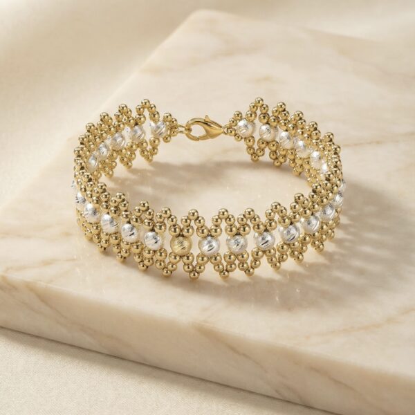 Pulsera Dorada con Plateado en Rodio ZPUC01-23