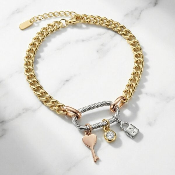 Pulsera Tres Oros en Rodio ZPUC03-26