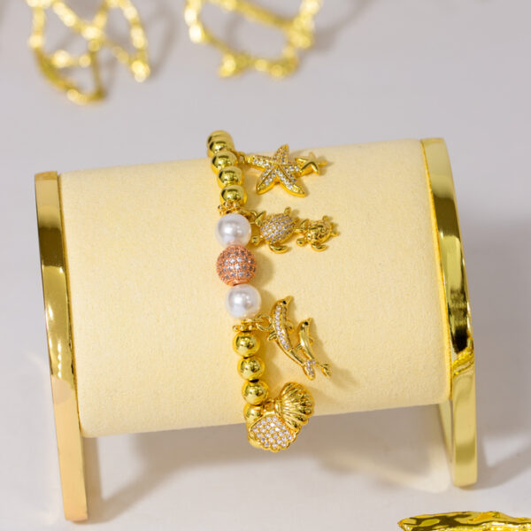 Pulsera Dorada con Blanco en Rodio ZPUC04-19