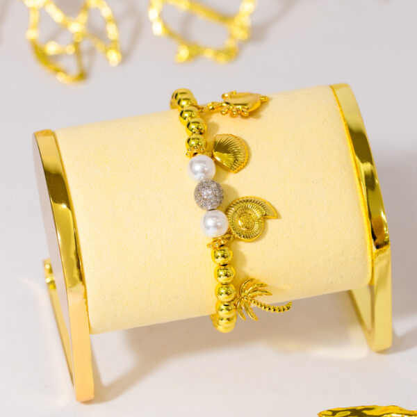 Pulsera Dorada con Blanco en Rodio ZPUC04-20