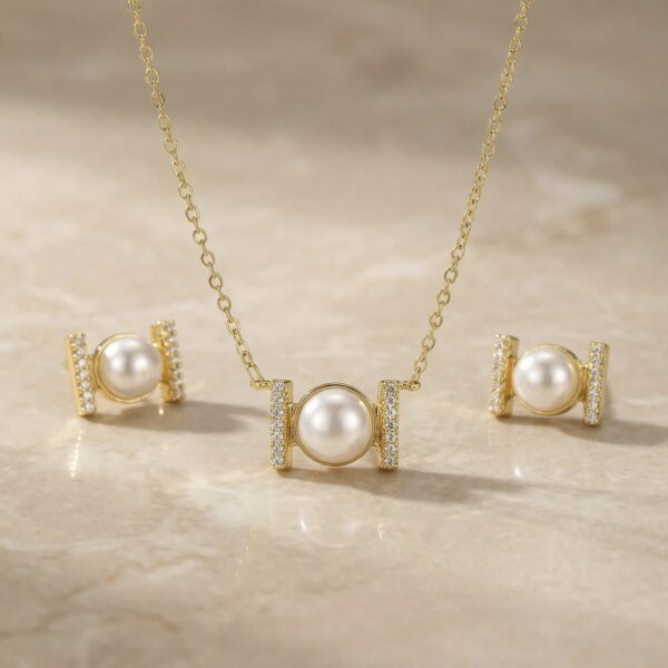 Set aretes + Collar en Rodio Dorado ZSJC01-36