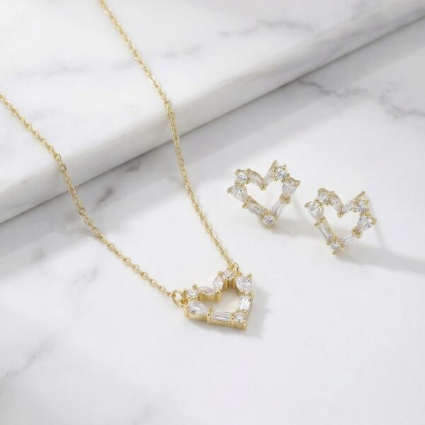 Set aretes + Collar en Rodio Dorado ZSJC01-37