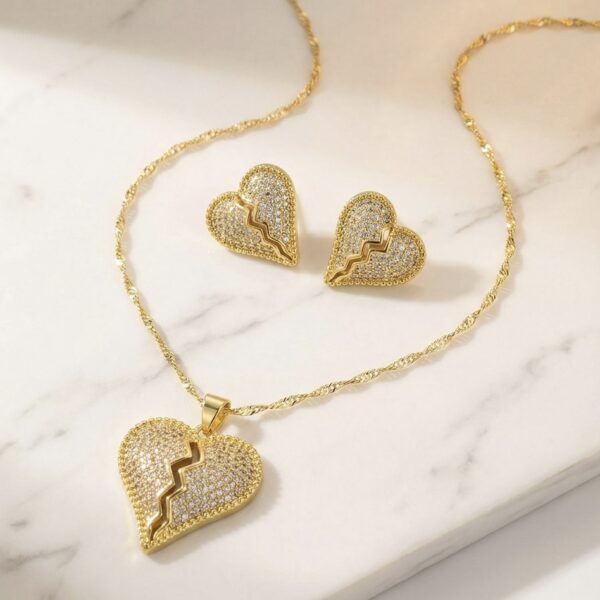 Set aretes + Collar en Rodio Dorado ZSJC04-02