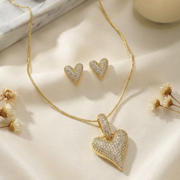 Set aretes + Collar en Rodio Dorado ZSJC04-03