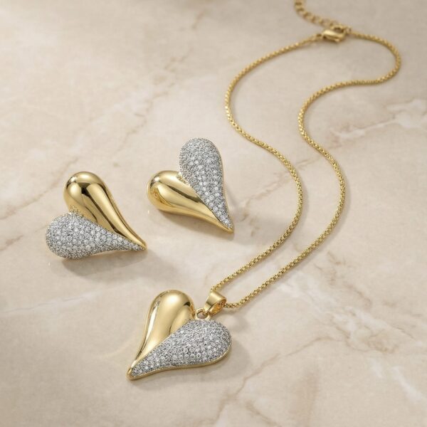 Set aretes + Collar en Rodio Dorado ZSJC04-04