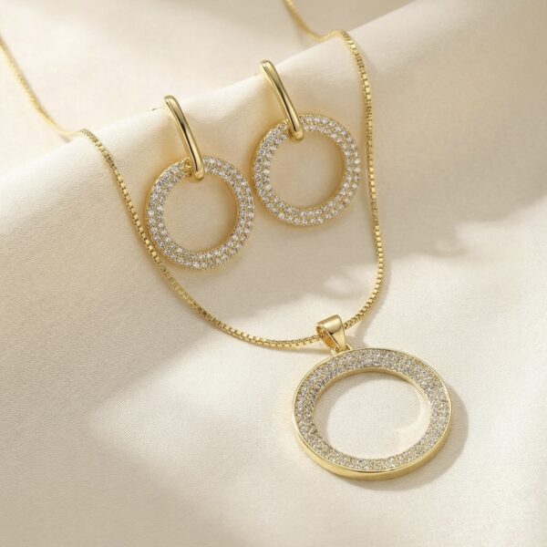Set aretes + Collar en Rodio Dorado ZSJC04-09