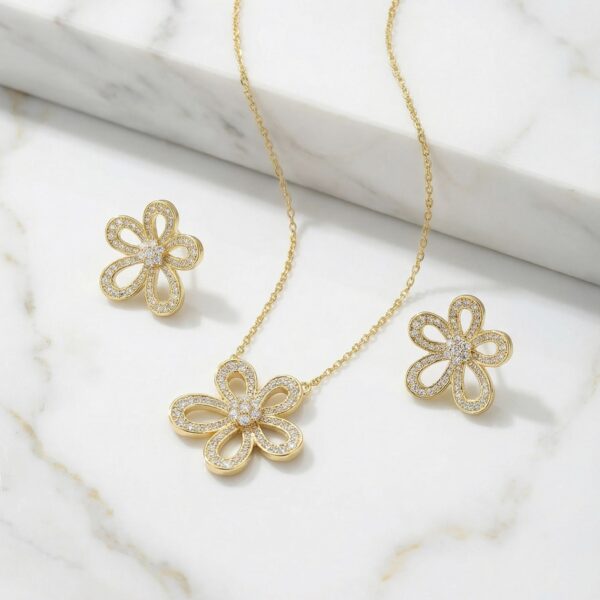 Set aretes + Collar en Rodio Dorado ZSJC04-11