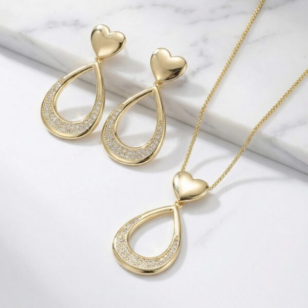 Set aretes + Collar en Rodio Dorado ZSJC04-12