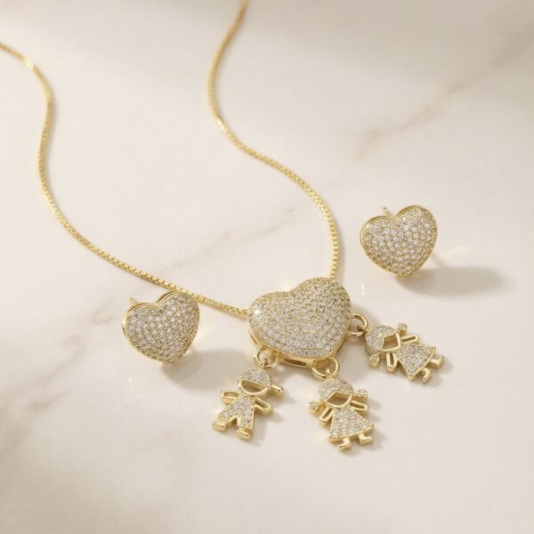 Set aretes + Collar en Rodio Dorado ZSJC04-13