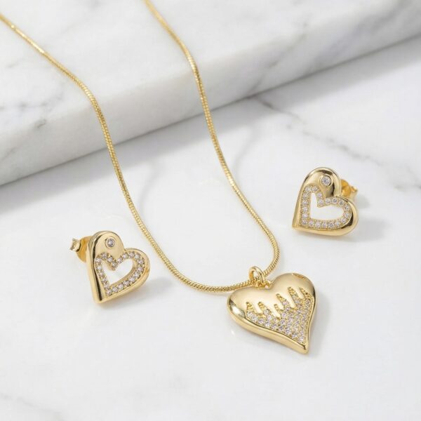 Set aretes + Collar en Rodio Dorado ZSJC04-14