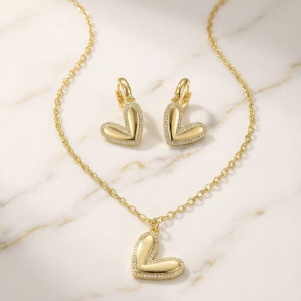 Set aretes + Collar en Rodio Dorado ZSJC04-15