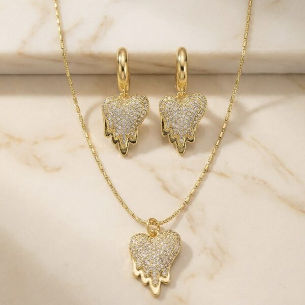 Set aretes + Collar en Rodio Dorado ZSJC04-16