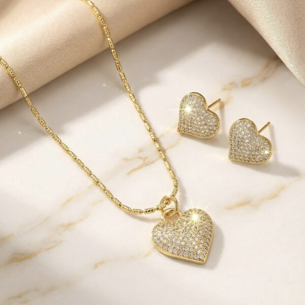 Set aretes + Collar en Rodio Dorado ZSJC04-18