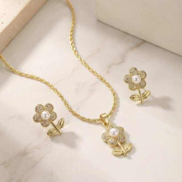 Set aretes + Collar en Rodio Dorado ZSJC04-19