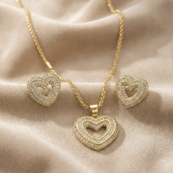 Set aretes + Collar en Rodio Dorado ZSJC04-20