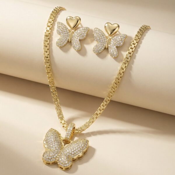 Set aretes + Collar en Rodio Dorado ZSJC04-21