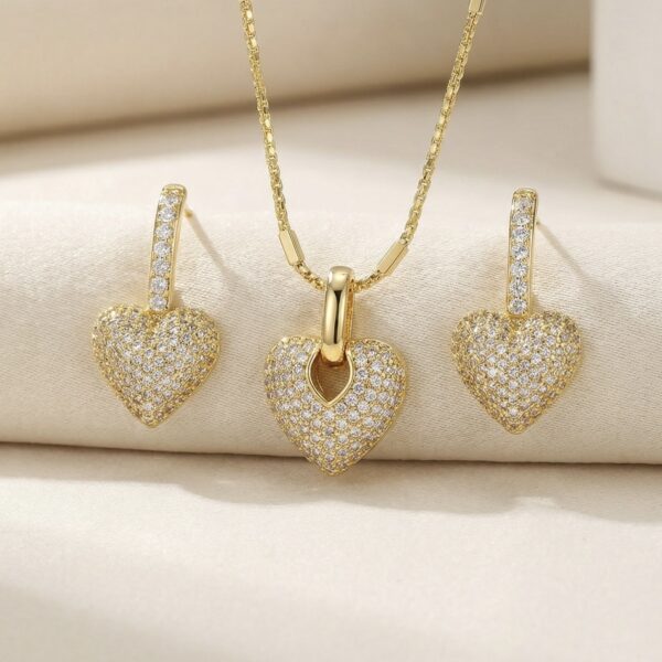 Set aretes + Collar en Rodio Dorado ZSJC04-24