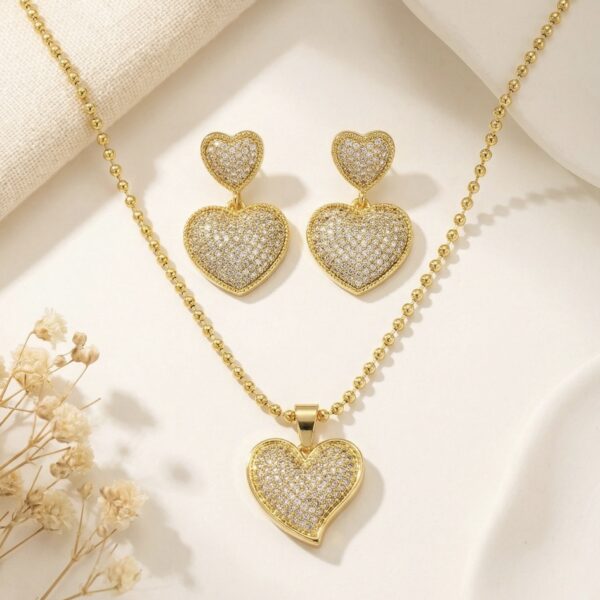 Set aretes + Collar en Rodio Dorado ZSJC04-25