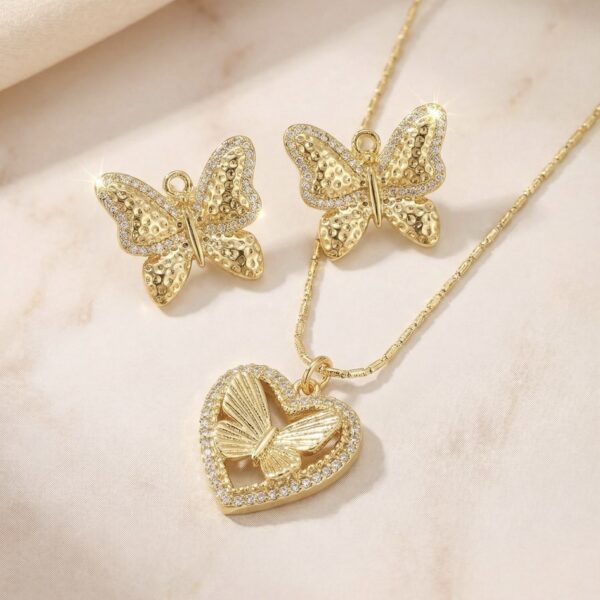 Set aretes + Collar en Rodio Dorado ZSJC04-26