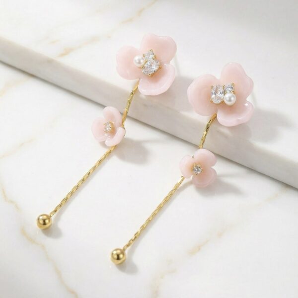 Aretes Dorados Con Rosado Iris