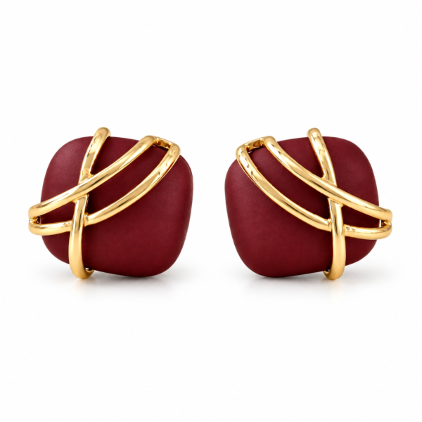 Aretes Vinotintos Capri de ZYRAL en color dorado - foto 3