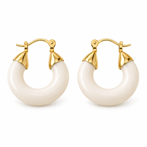 Aretes Blancos Azahar de ZYRAL en color dorado - foto 2