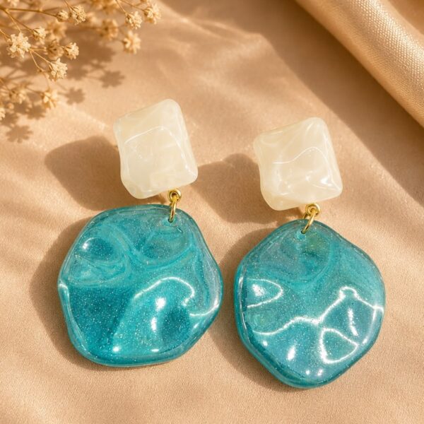 Aretes dorados Agua Marina Cielo