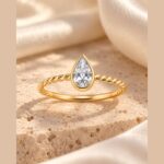 Anillo Prisma en oro laminado con piedra en forma de gota y aro entorchado