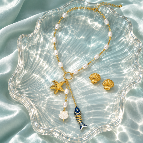 Set Marino Perla – Collar y Aretes