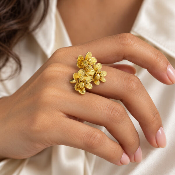 Anillo dorado Nerea de ZYRAL en modelo