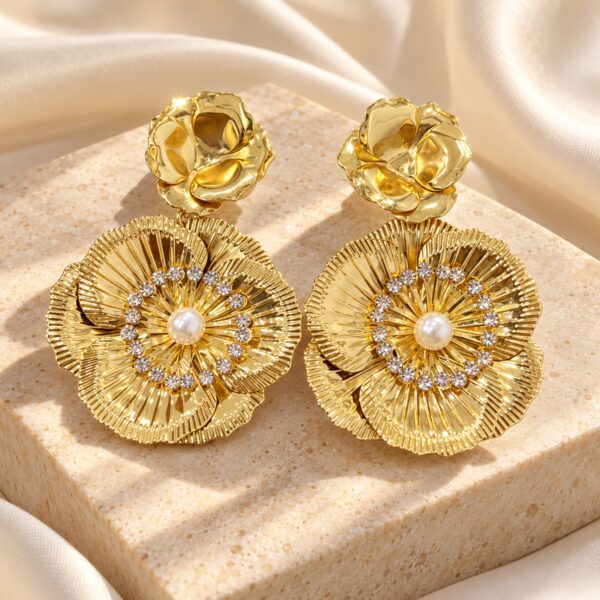 Aretes dorados Rosa Imperial